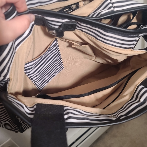 Skip hop Grand Central take it all black and white striped diaper baby bag - Picture 9 of 11